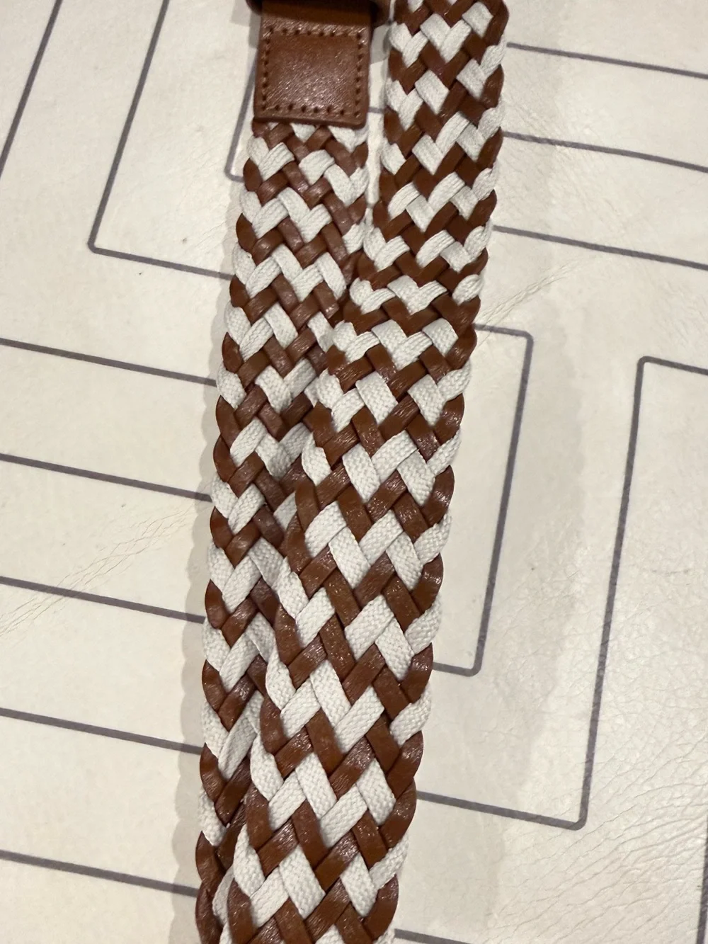 Janie and Jack Brown and White Woven Braided Belt